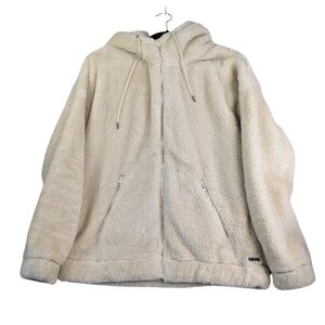 Roxy front zip women's hoodie cream size XL in great condition. Faux fur sherpa